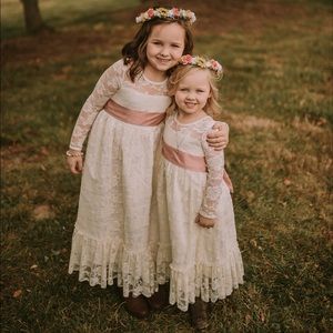 Lace cream white dress Flower girl